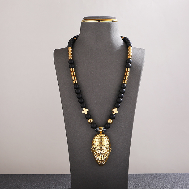 Gold African Pendant Necklace