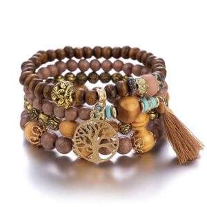 Bohemian Multi Layered Tree of Life Bracelet (Brown)