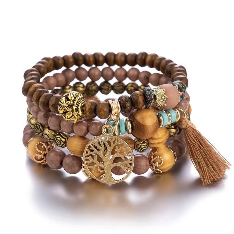 Bohemian Multi Layered Tree of Life Bracelet (Brown)