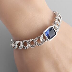 Blue Gemstone Cuban Bracelet