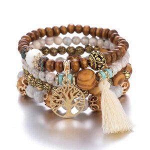 Bohemian Multi Layered Tree of Life Bracelet (White)