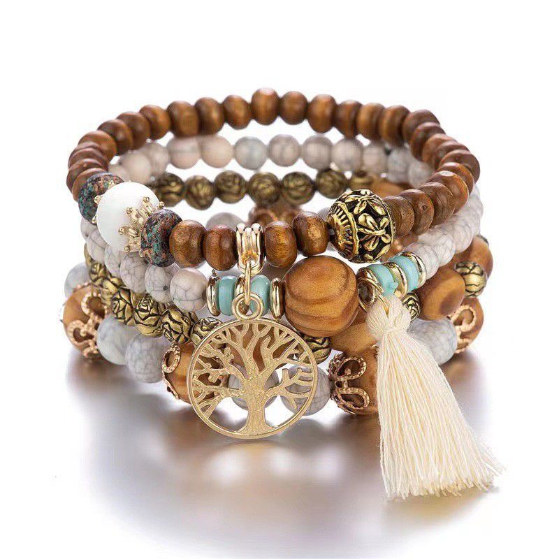 Bohemian Multi Layered Tree of Life Bracelet (White)