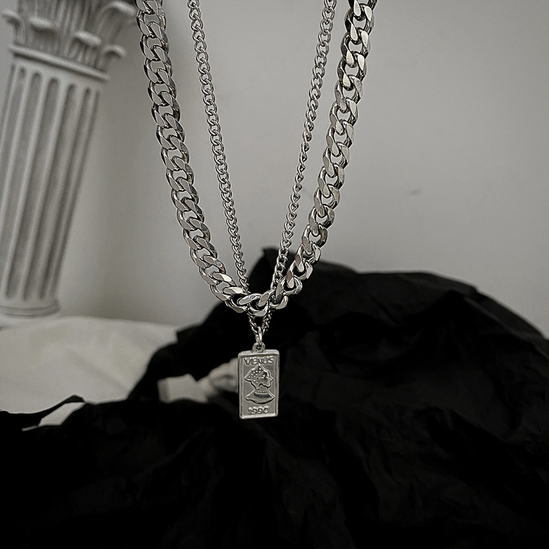 Venus 1990 Double-Layer Silver Chain Necklace (S925)